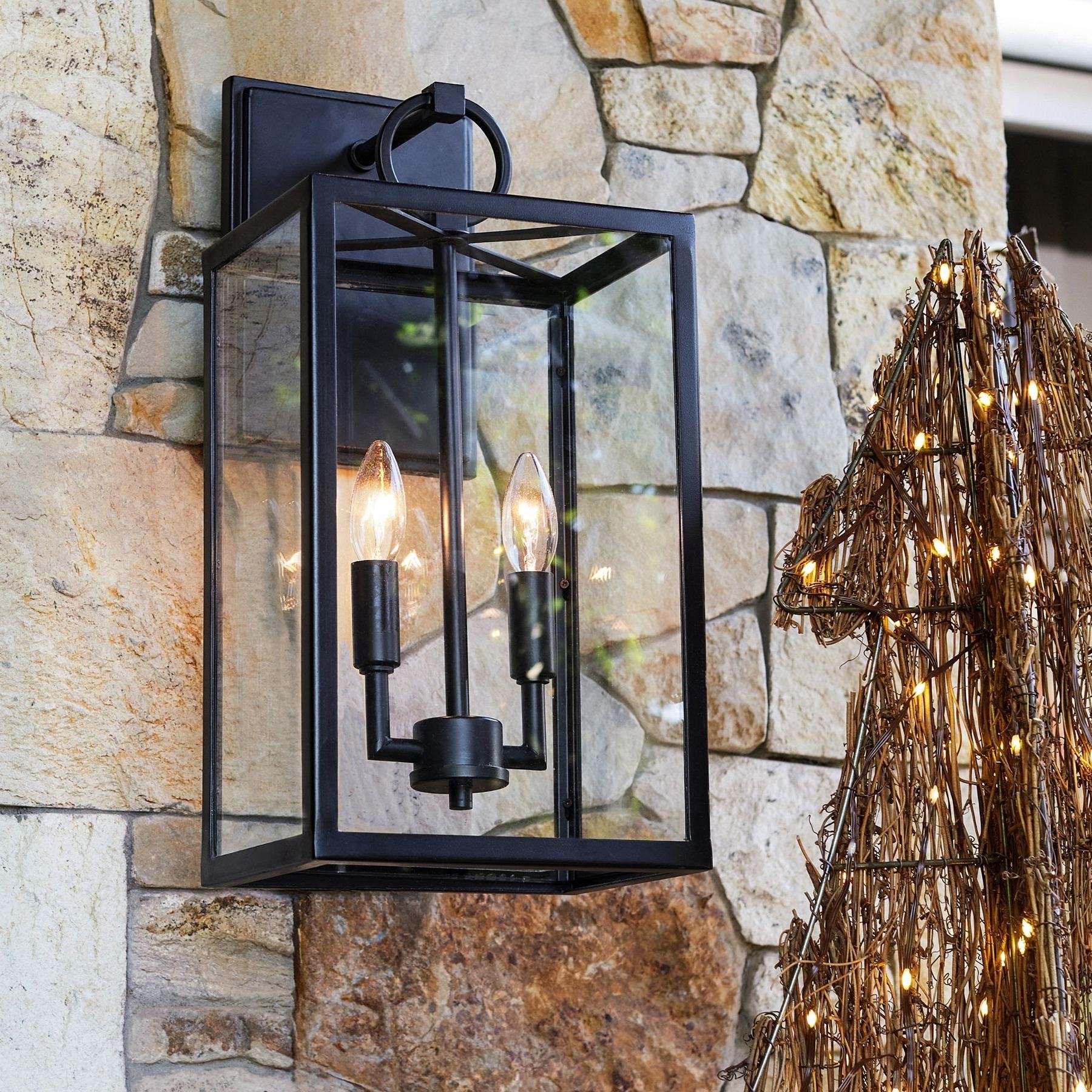 Ferrix Modern Glass and Iron Outdoor Wall Lamp - Stylish Exterior Lighting for Porch K1360
