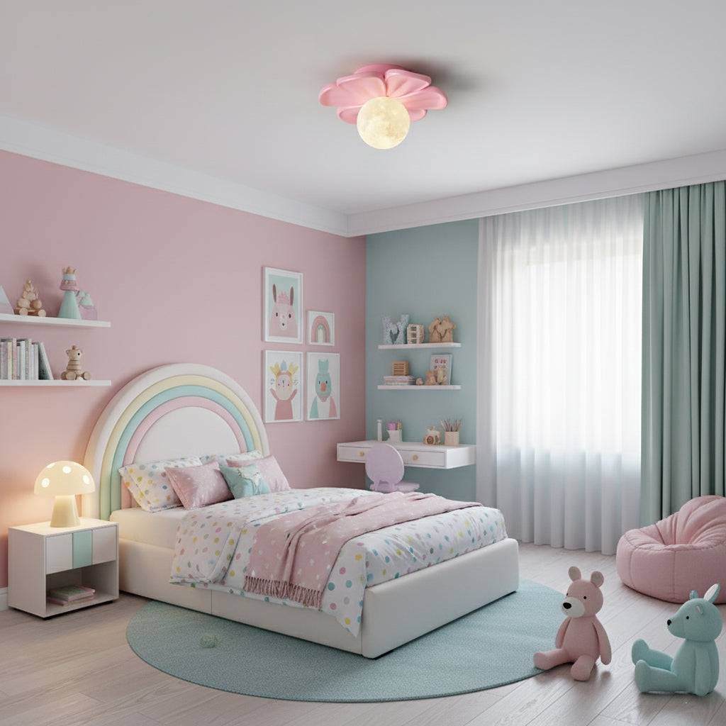 Cream Bloom Flower Ceiling Lamp D408