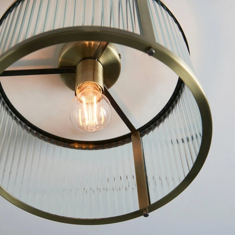 RibGlow Ribbed Glass Flush Ceiling Light - Classic Flush Mount Ceiling Lamp K1779