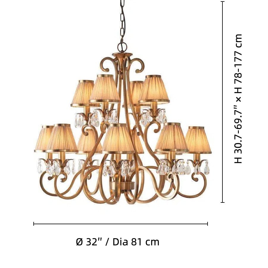 Talonis Multi-light Fabric Chandelier - Elegant Metal Curved Arms for Dining and Living K1900