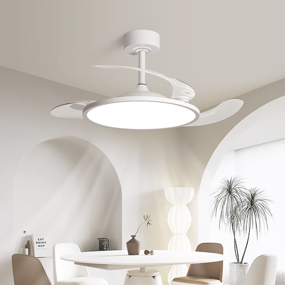 Modern White Round Led Invisible Ceiling Fan Light K1106