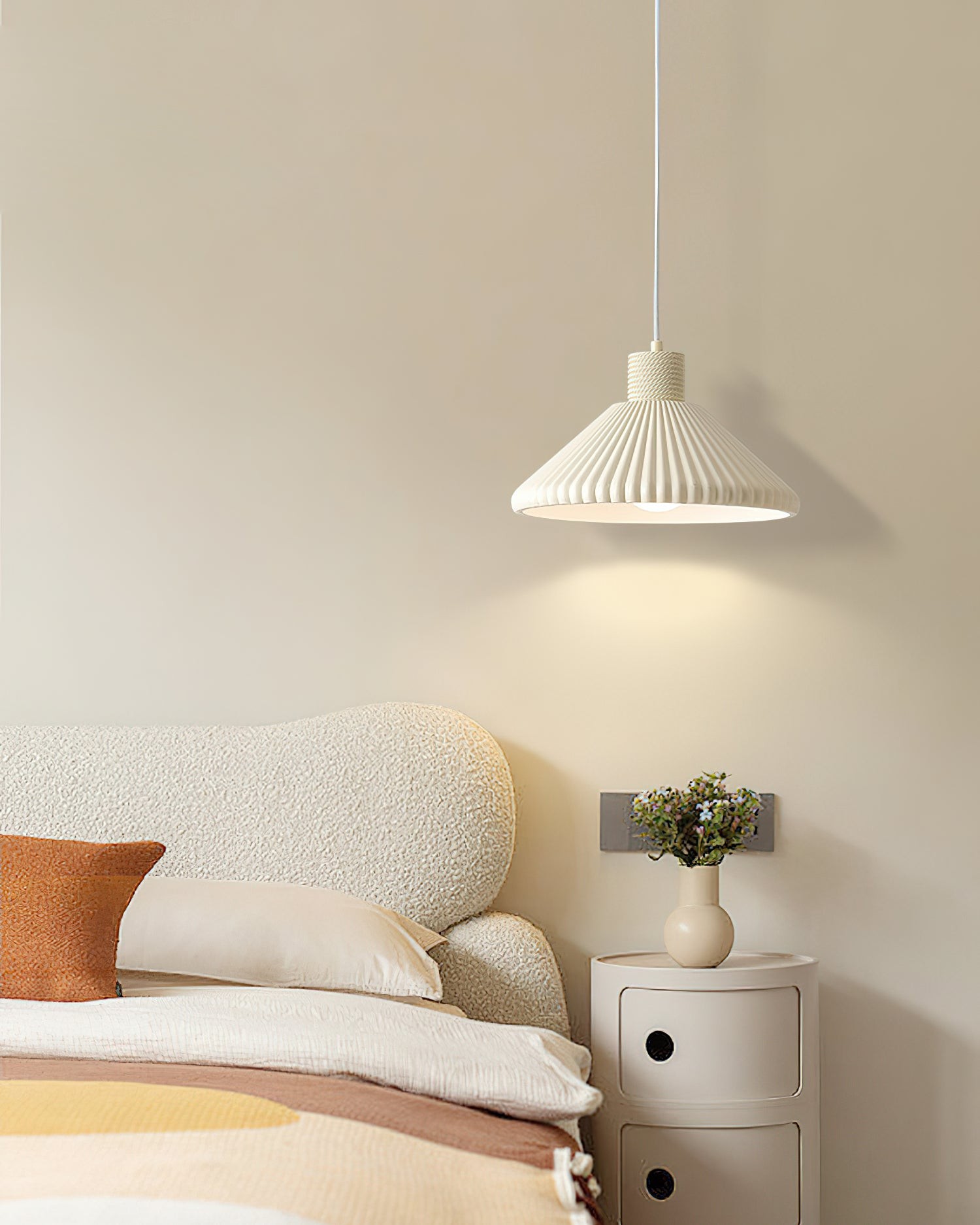 Cream Style Cone Striped Pendant Lamp K681