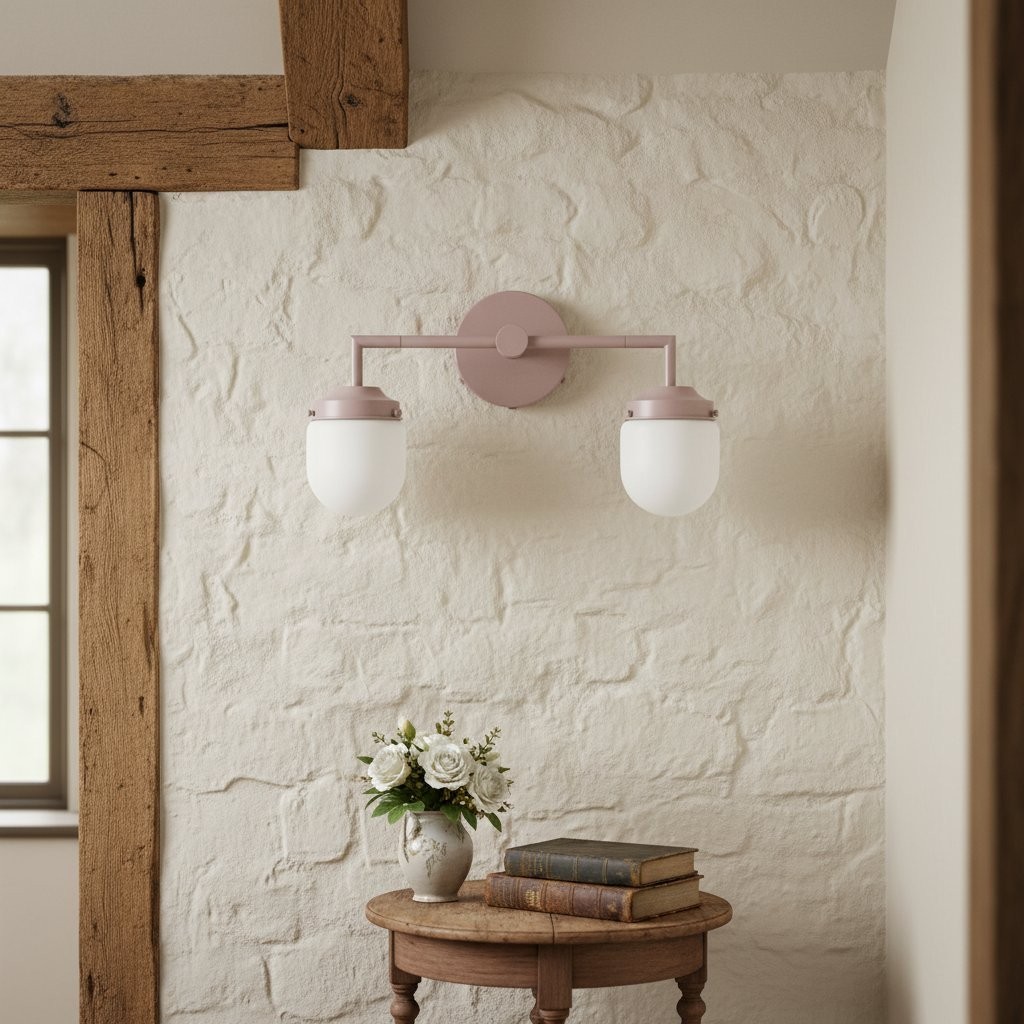 Opalume Double Glass Vanity Light - Retro Industrial Bathroom Wall Lamp K1424