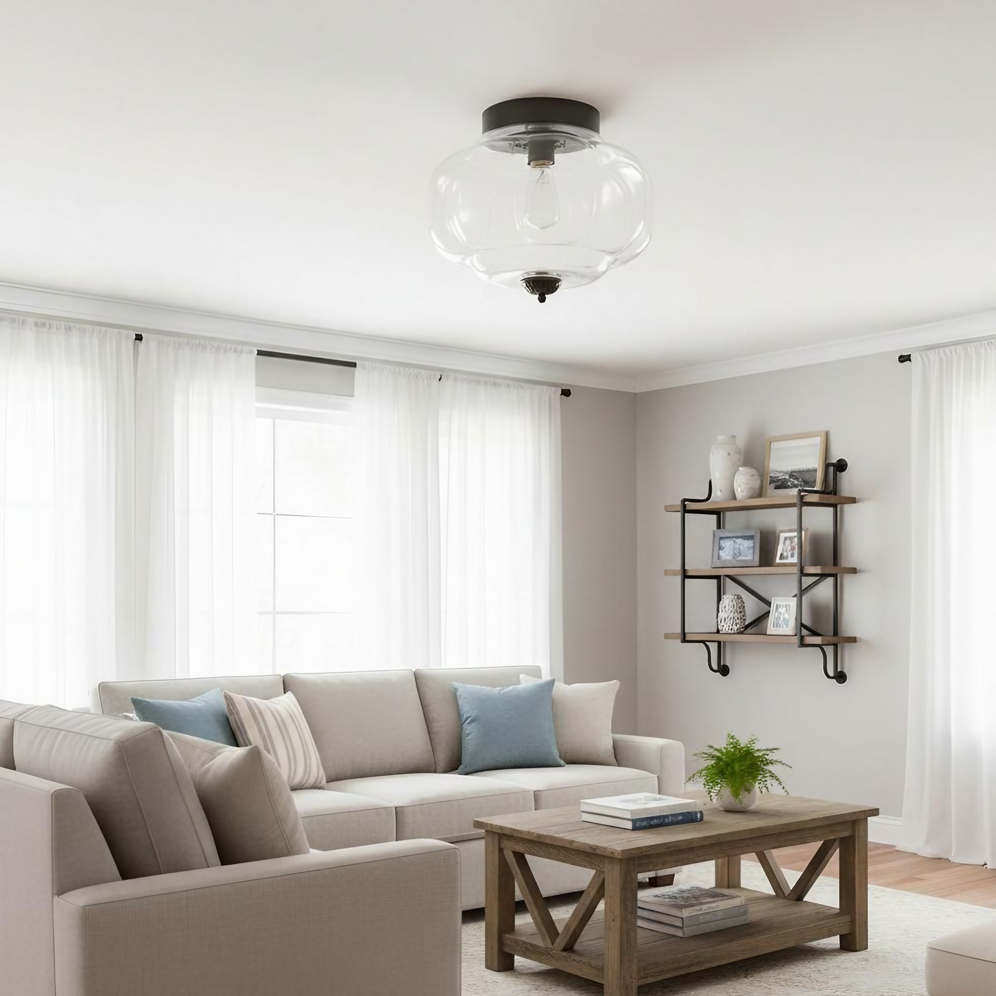 Eloise Retro Milk Glass Semi Flush Mount Ceiling Light K868