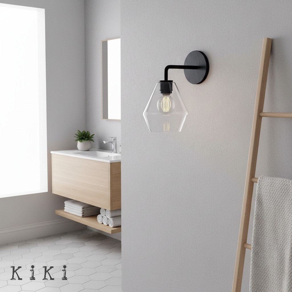 Merin Geometric Glass Wall Sconce - Minimalist Fixture for Bedroom K1402
