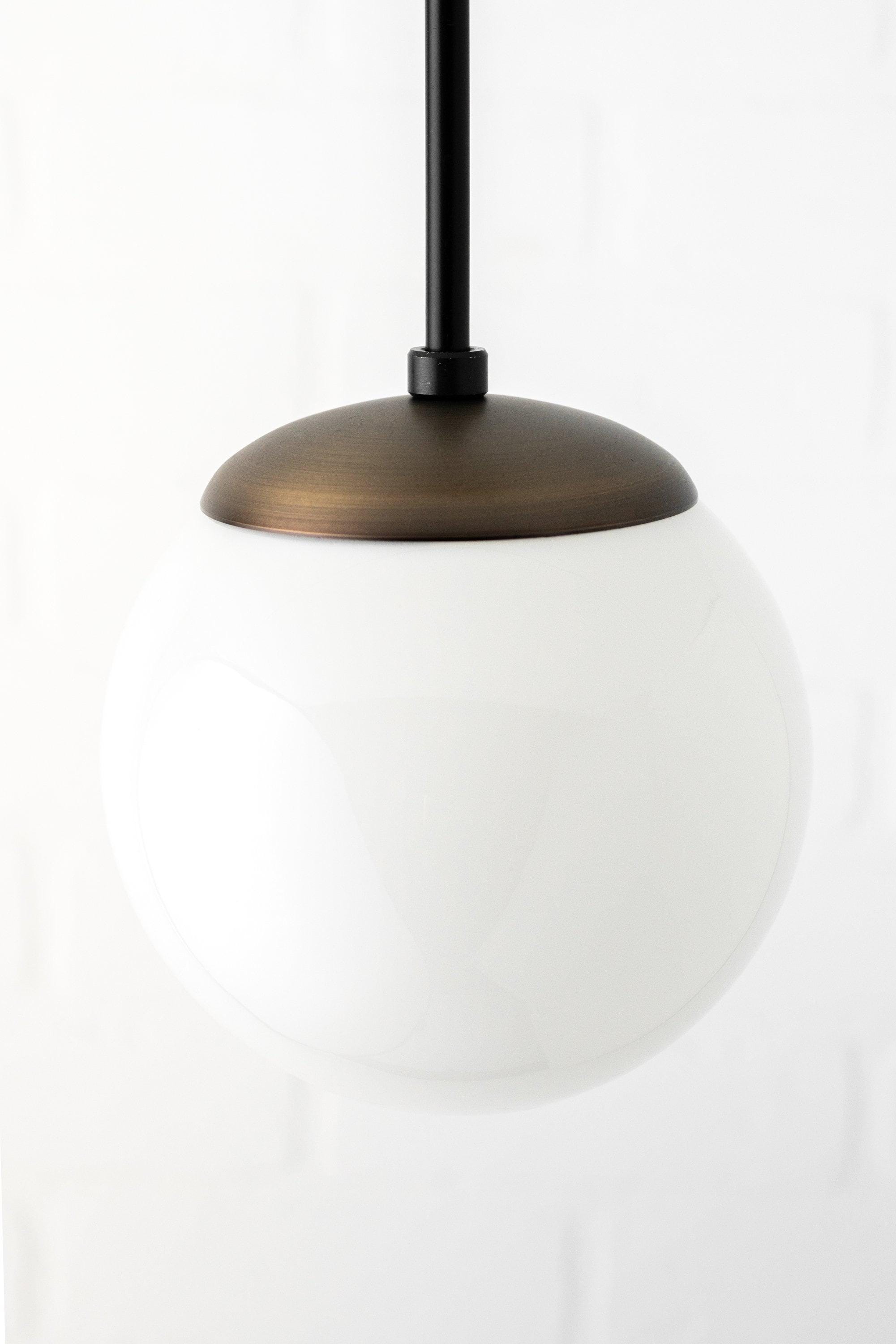 Glorica Glass White Globe Pendant Light - Mid Century Modern Glass Hanging Fixture K1450