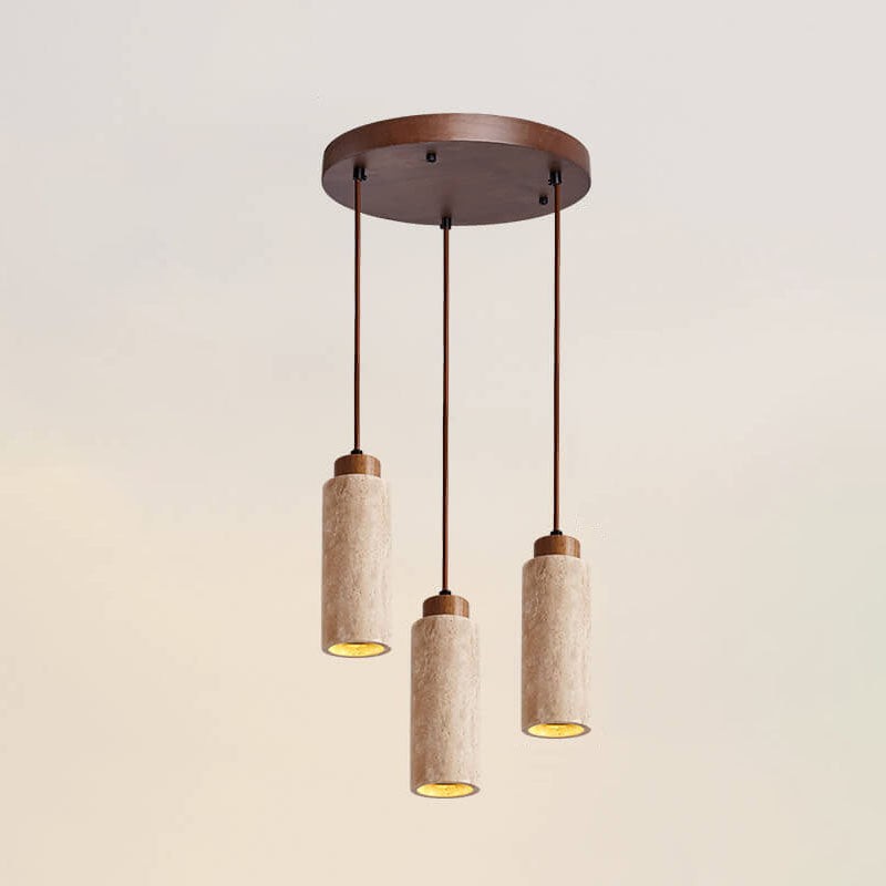 Wabi Sabi Solid Wood Stone Pendant Light K845