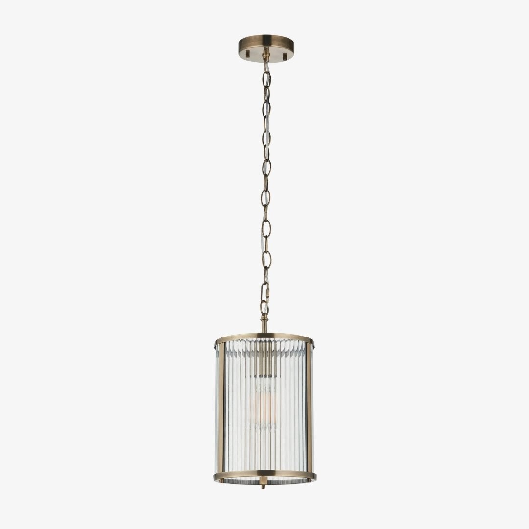 RibGlow Ribbed Glass Pendant Light - Antique Style Pendant Light K1815