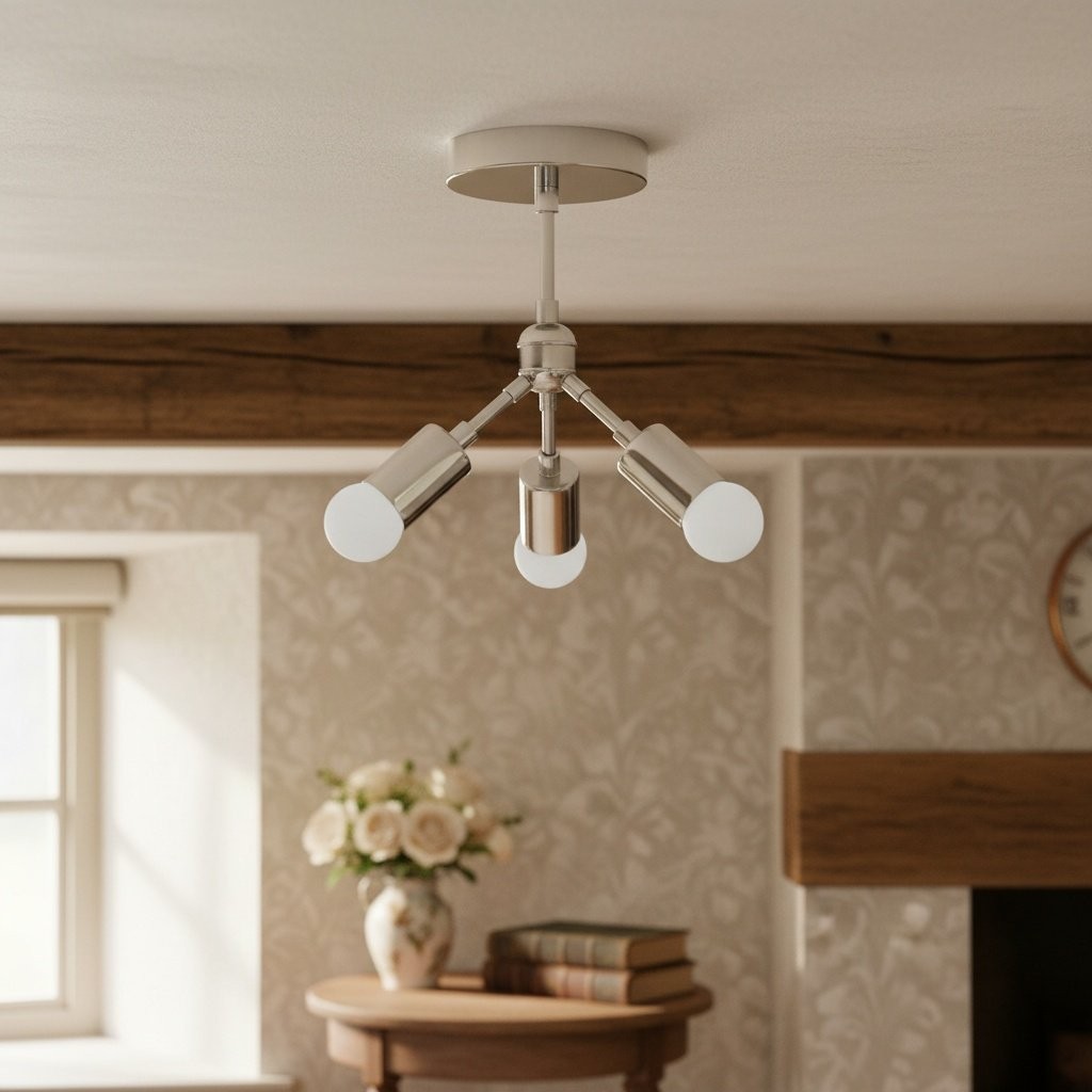 Mobilux Line Modern Brass Flush Mount - Minimalist Gold Ceiling Light for Bedroom K1454