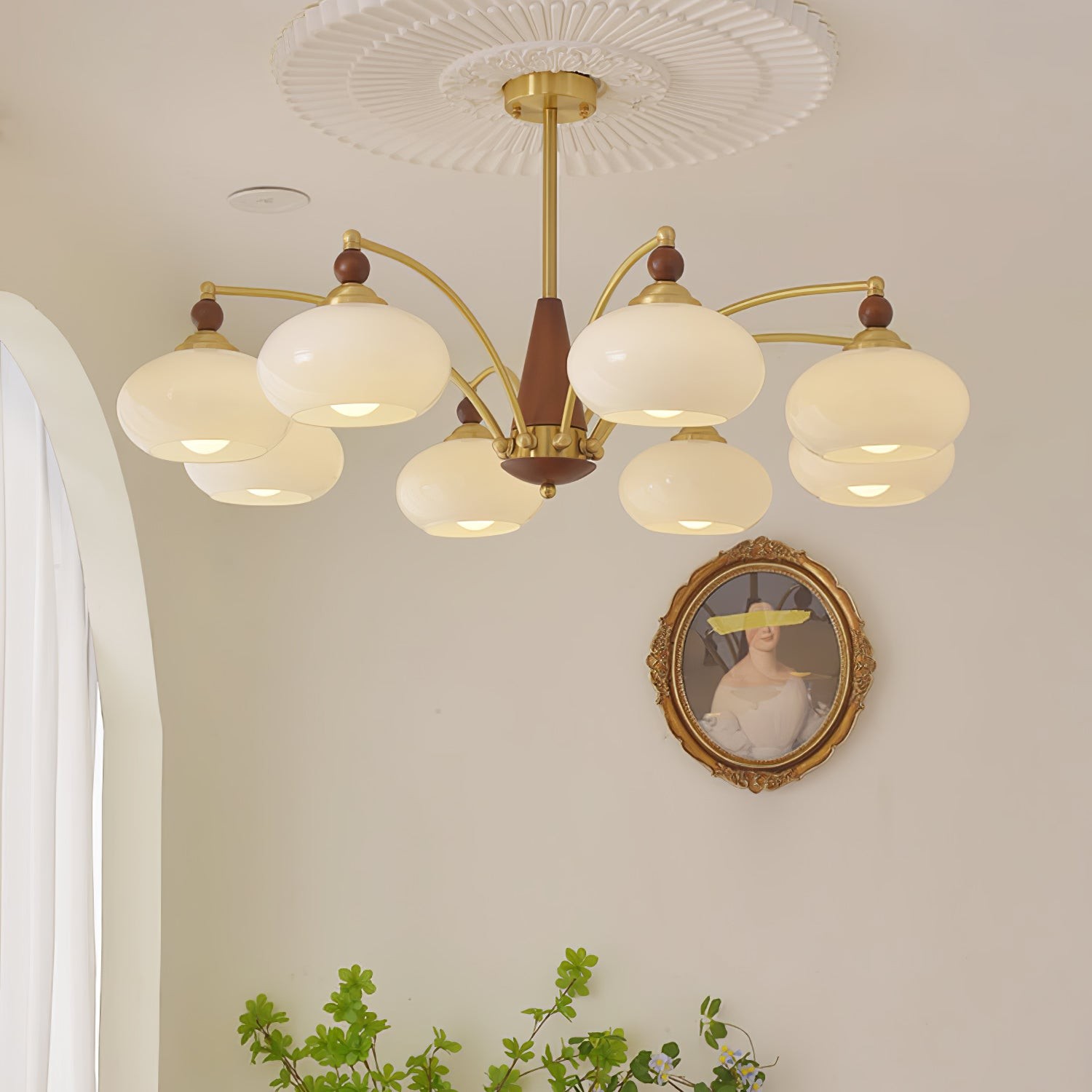 Vintage Multihead Persimmon Chandelier K623