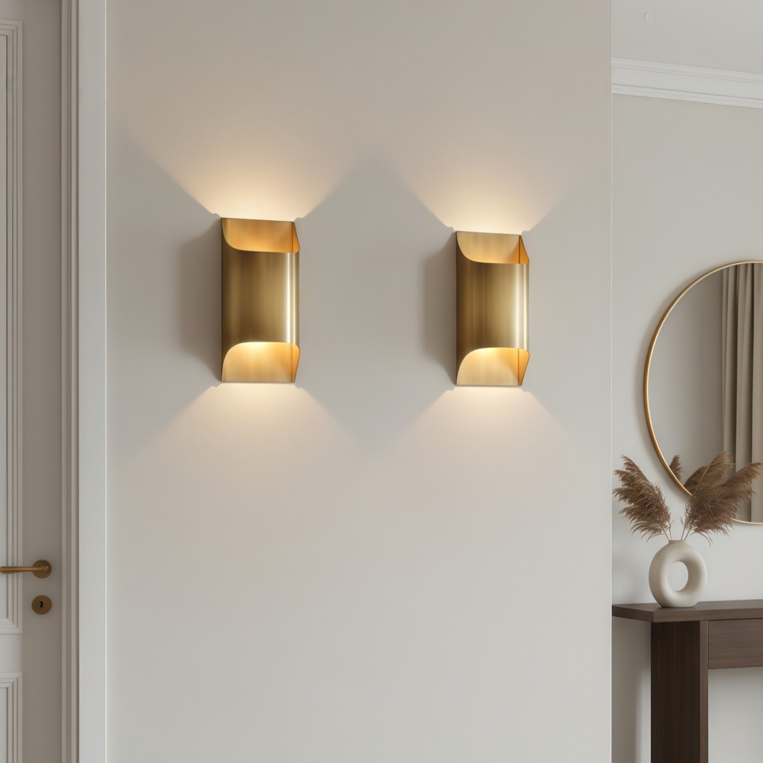 Sconique Stylish Brass Wall Sconce - Minimal Design Architectural Profile Sconce for Foyer K2263