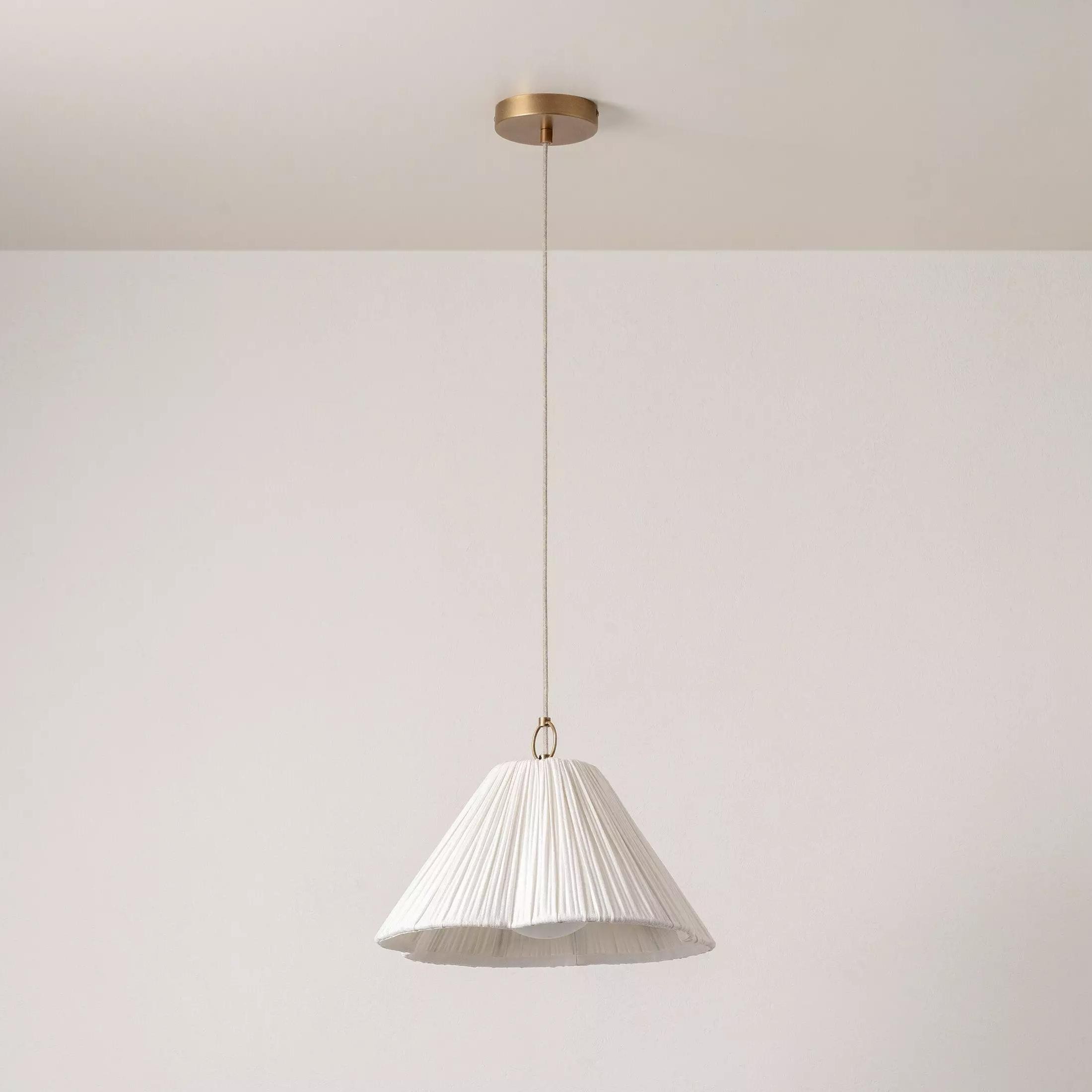 Scalloped Fabric Pendant Light – Floral-Inspired Pleated Shade For Any Room K1573