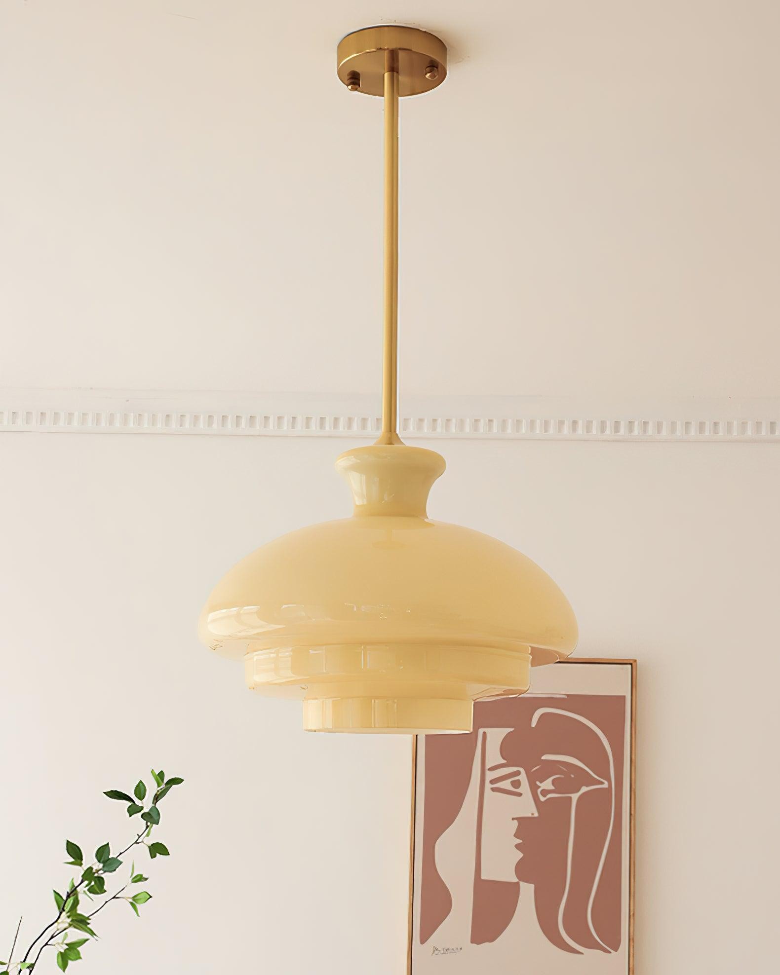 Round Yellow Stylish Simple Glass Pendant Lamp K573