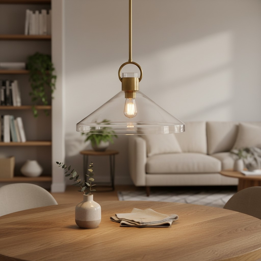 Orvessa Elegant Cone Pendant Light - Clear Glass Pendant Lamp for Kitchen K2360