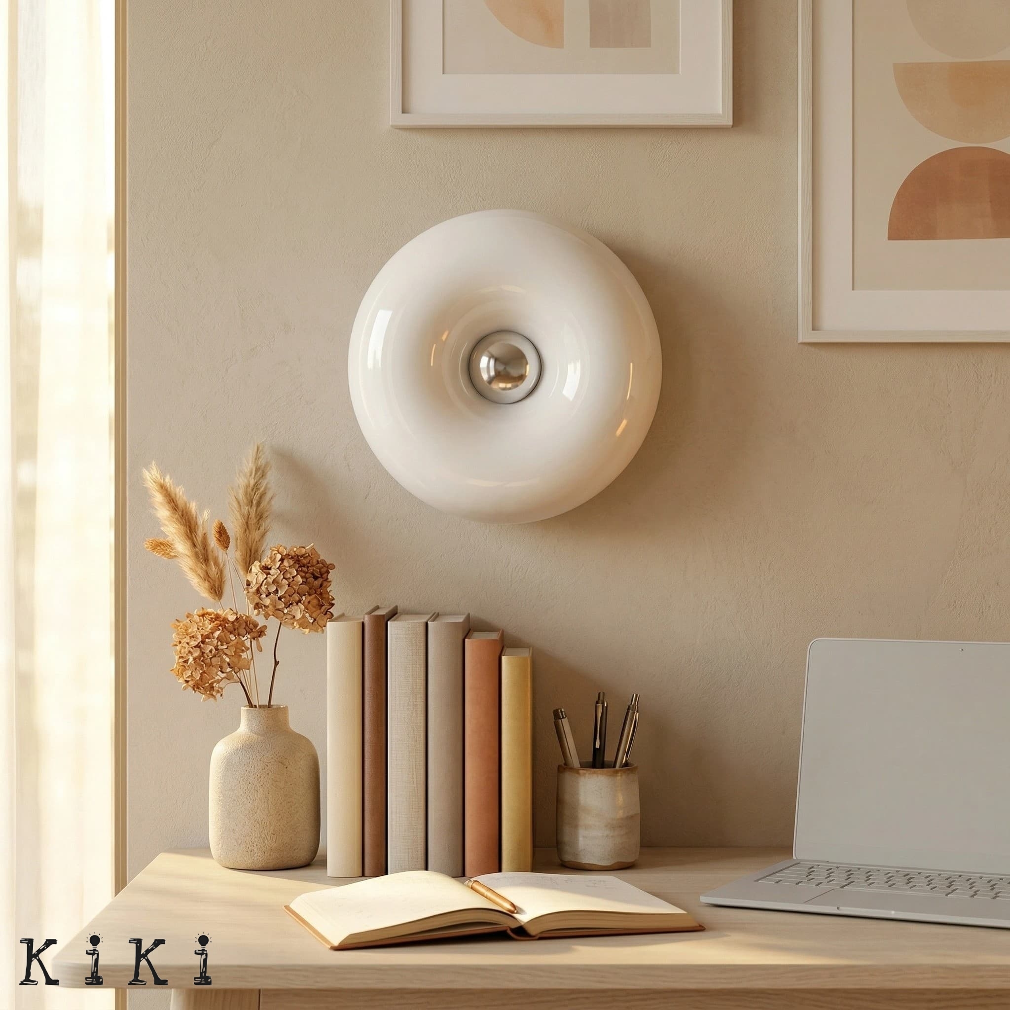 Bauhaus Round Table and Wall Lamp - Stylish Donut Led Lighting for Bedroom K46