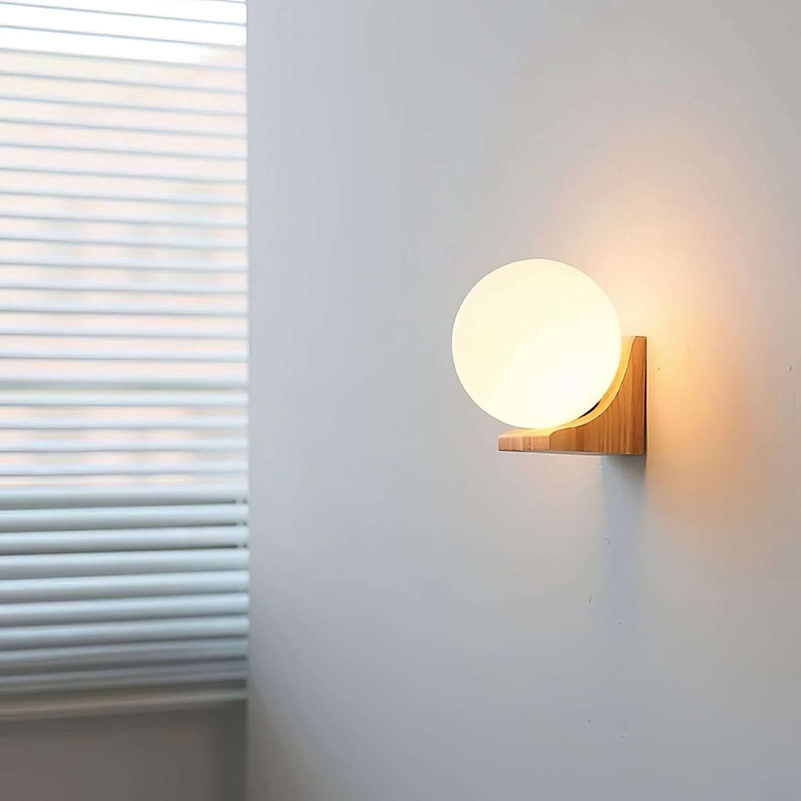 Minimalist Wooden Geometric Bracket Glass Globe Wall Lamp K374