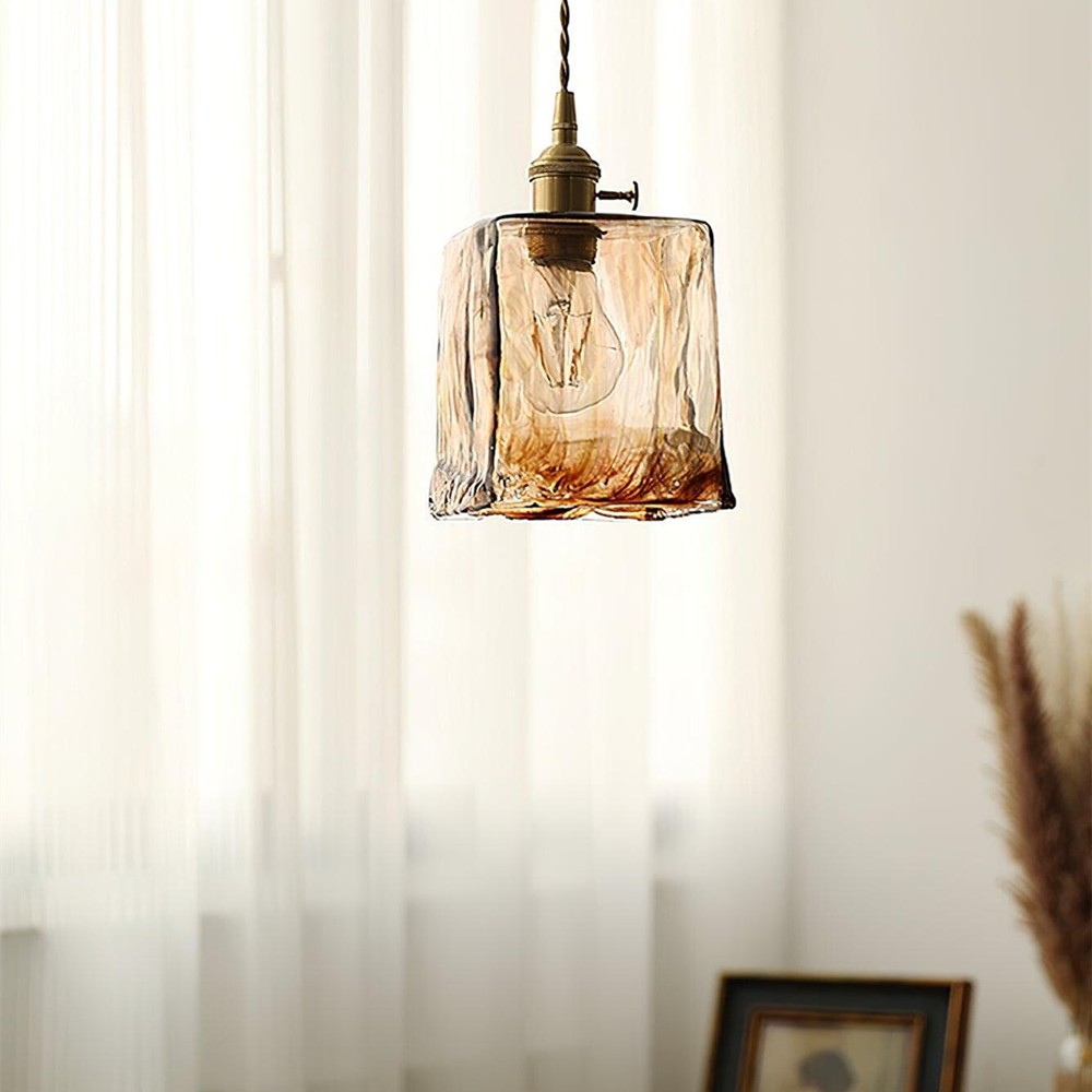 Vintage Irregular Brown Glass Pendant Light K139