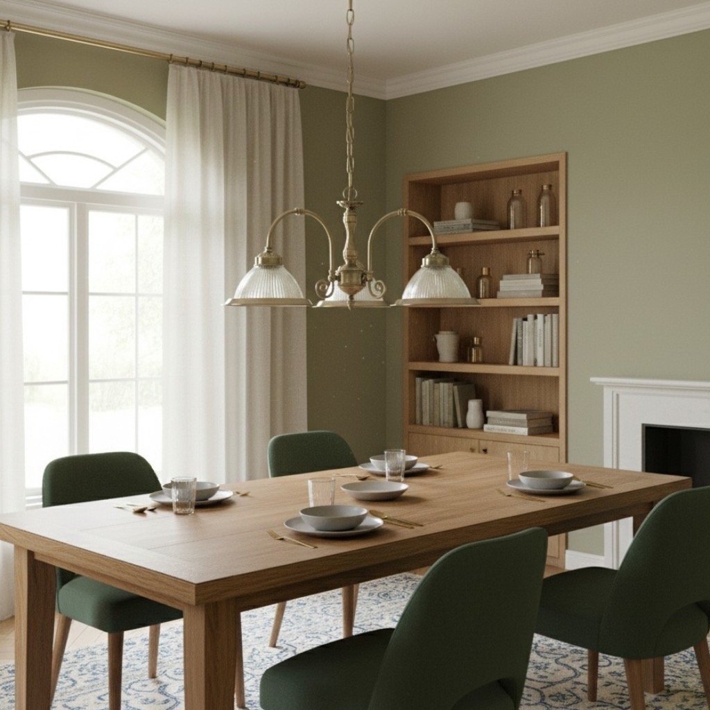 TF Vintora Ribbed Glass Pendant Light - Elegant Metal Trim for Kitchens, Dining Areas and Hallways K1994