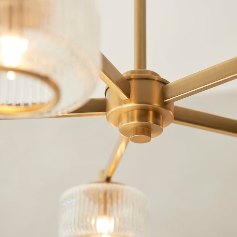 Canovus Chandelier with Ribbed Glass - Industrial Metal Living Room Light K1999