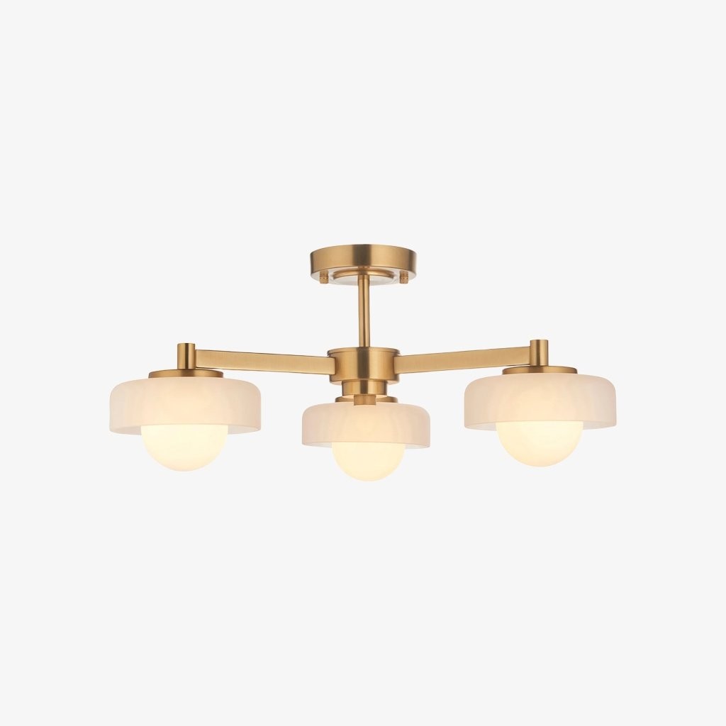 Zirvos Pendant with Frosted Opal Globes and Brushed Brass Frame for Living Room K1905