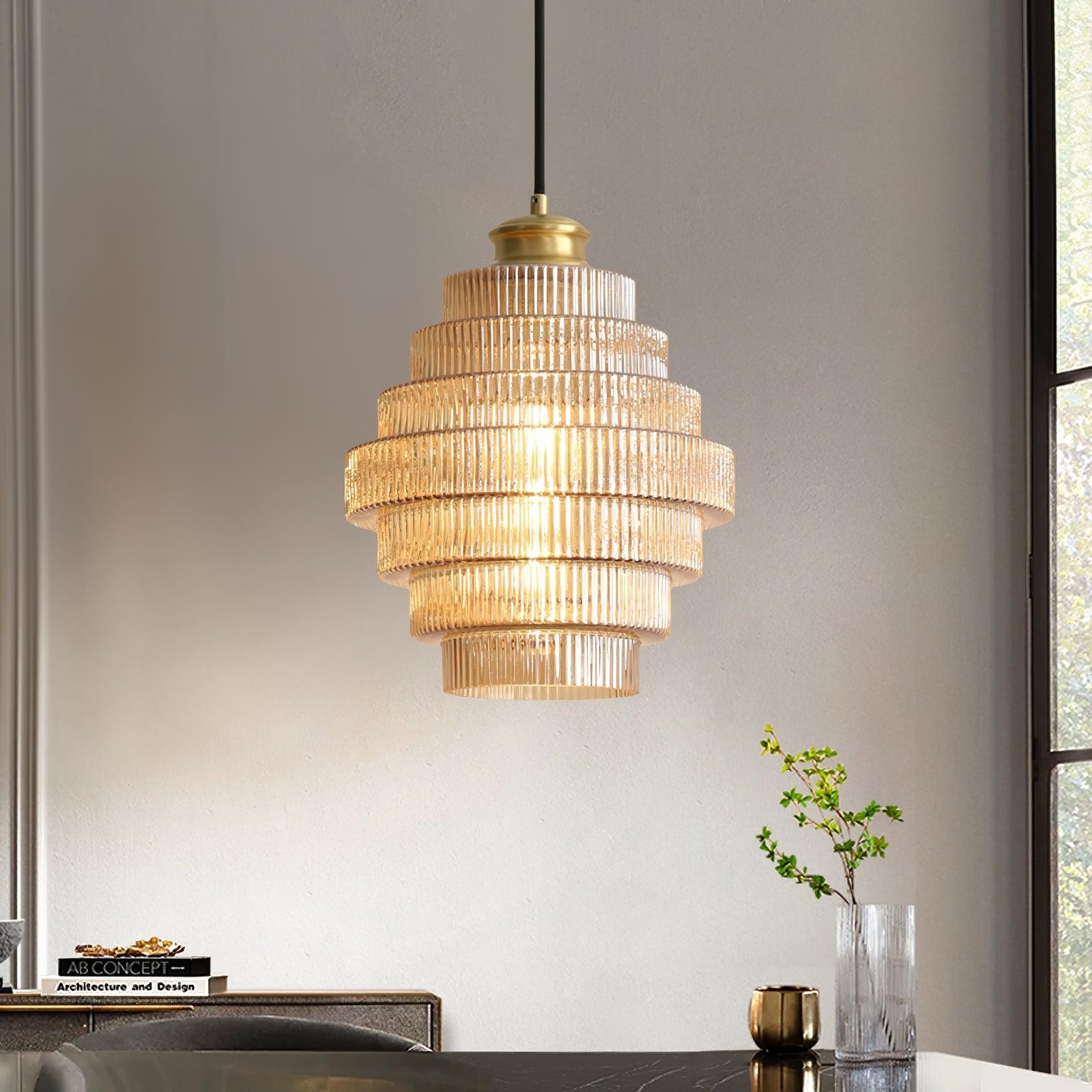 Bottis Minimalist Glass Pendant Lamp - Stylish Layered Hanging Light for Dining Table K469