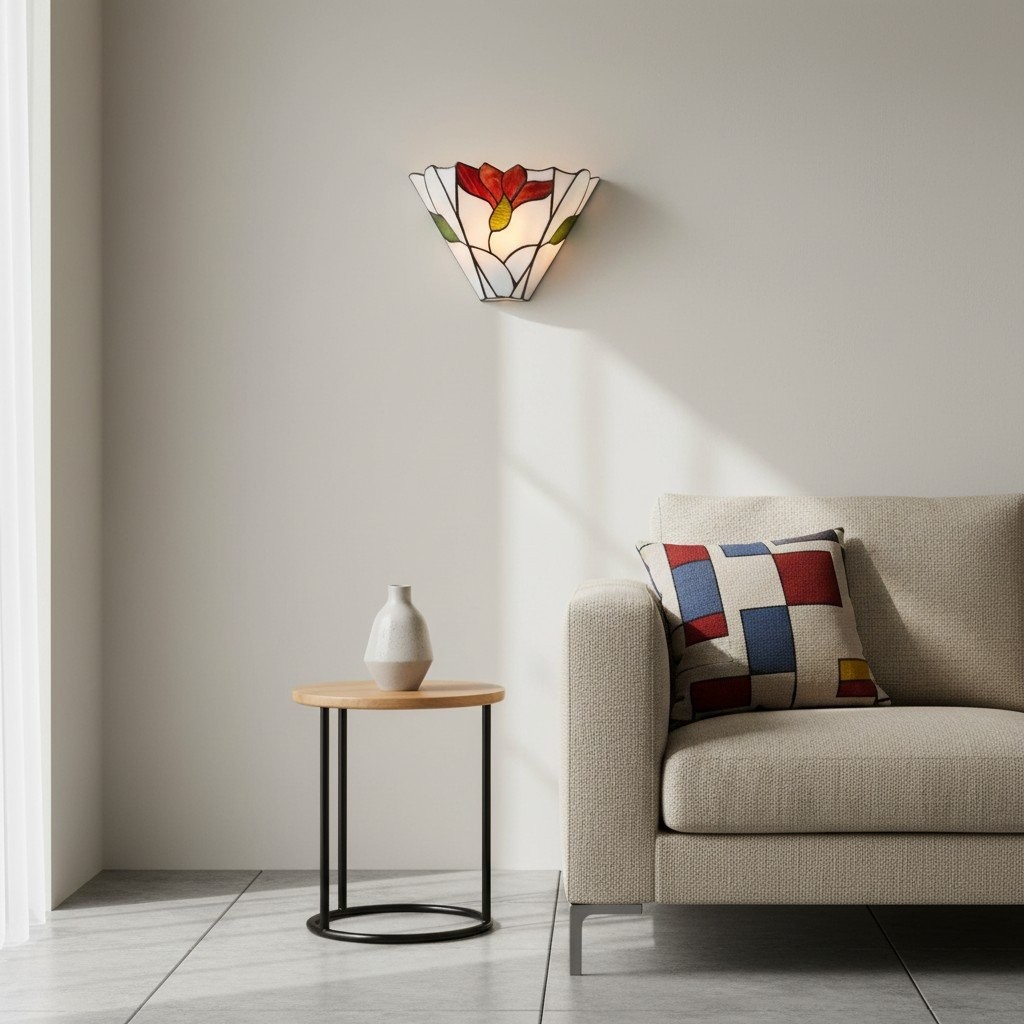 TF Botanica Stained Glass Floral Design Wall Light - Sconce For Hallway And Bedroom K1792