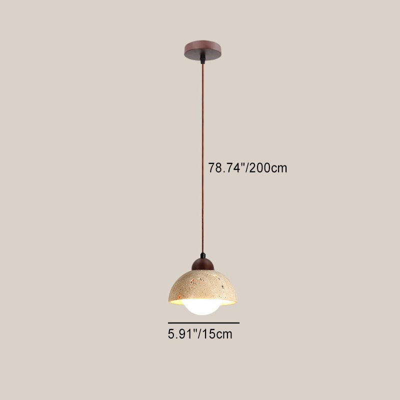 Traditional Japanese Travertine Wood Pendant Lamp K723