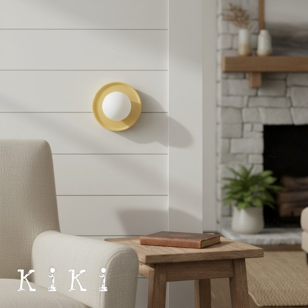 Solna Frosted Globe Glass Wall Sconce - Minimalist Round Ceramic Socnce for Bedrooms and Hallways K1700