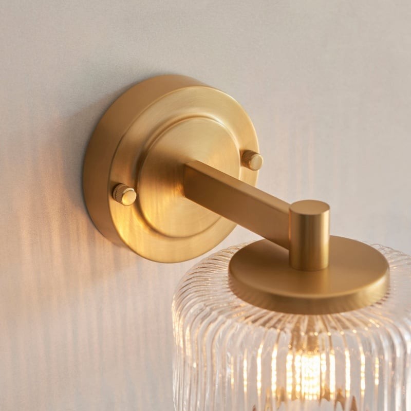 Canovus Ribbed Glass Shade Wall Lamp - Elegant Brass Sconce K2008