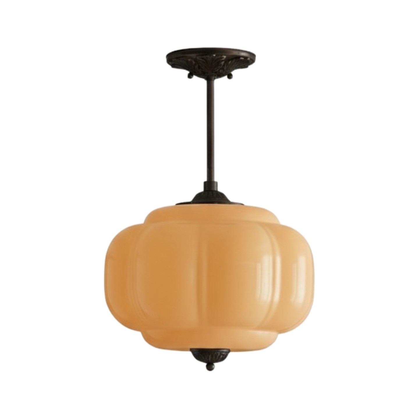 Eloise Vintage Pumpkin Glass Semi-Flush Mount Pendant Light K866