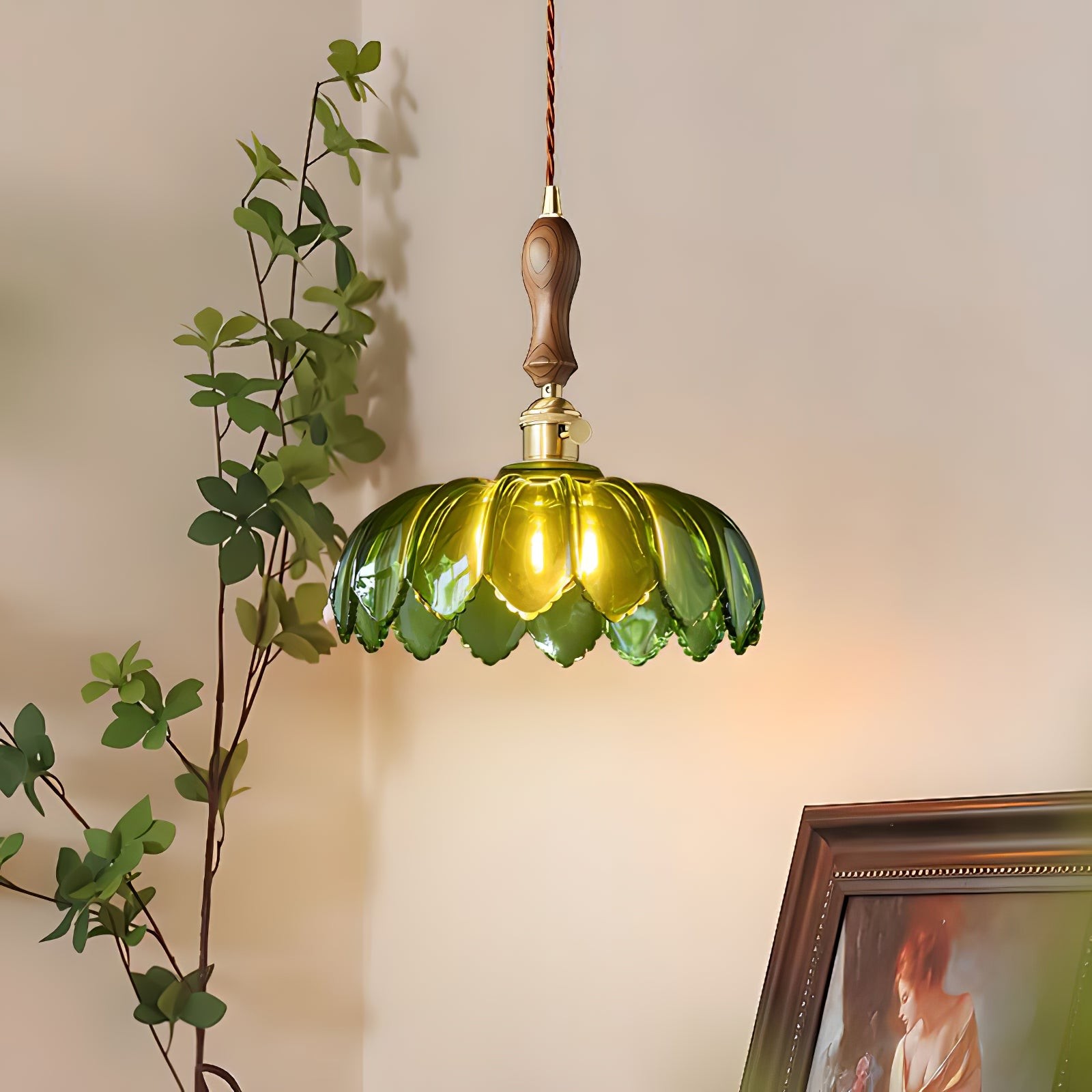 Retro Petal Green Pendant Lamp K454