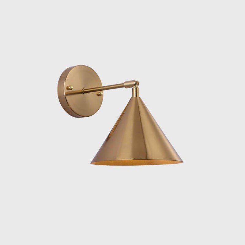 Modern Simple Iron Plated Brass Cone Round 1-Light Wall Sconce Lamp K1235