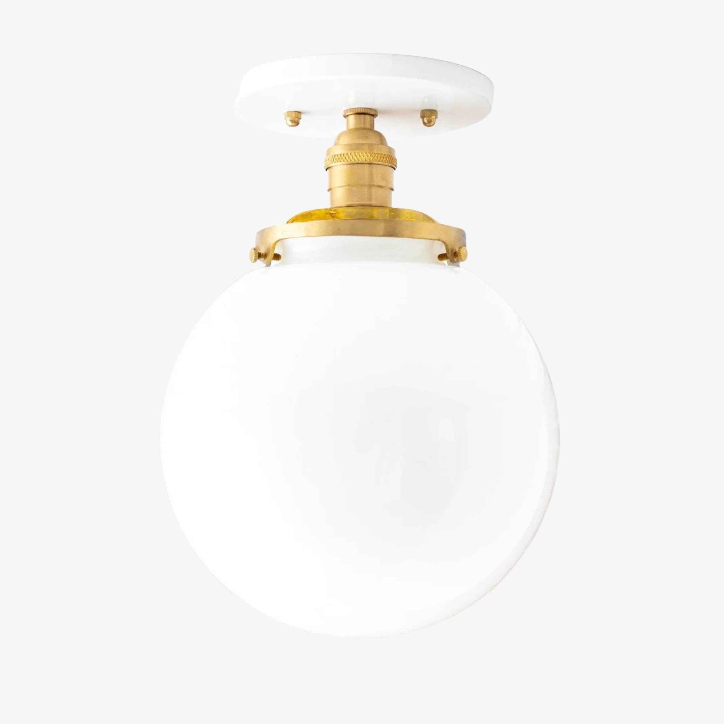 Glorica Glass Mid Century Semi Flush Ceiling Light - White Opal Glass Globe Fixture K1553
