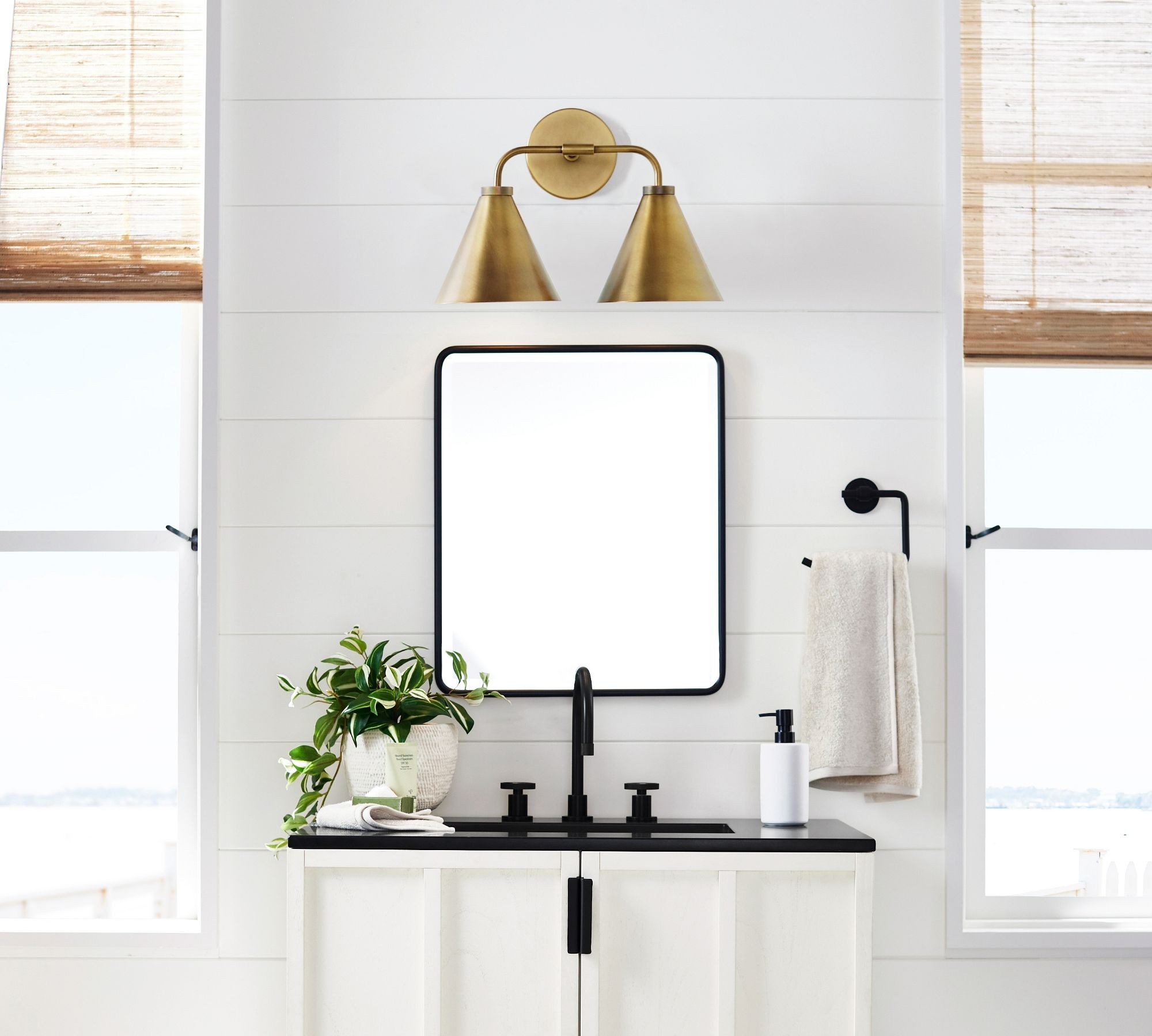 Korvi Iron Tapered Sconce Light - Wall Fixture in Black or Brass K1209