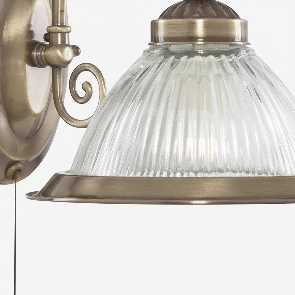 TF Vintora Ribbed Glass Wall Lamp - Industrial Bell Shape for Diner and Hallway K1975