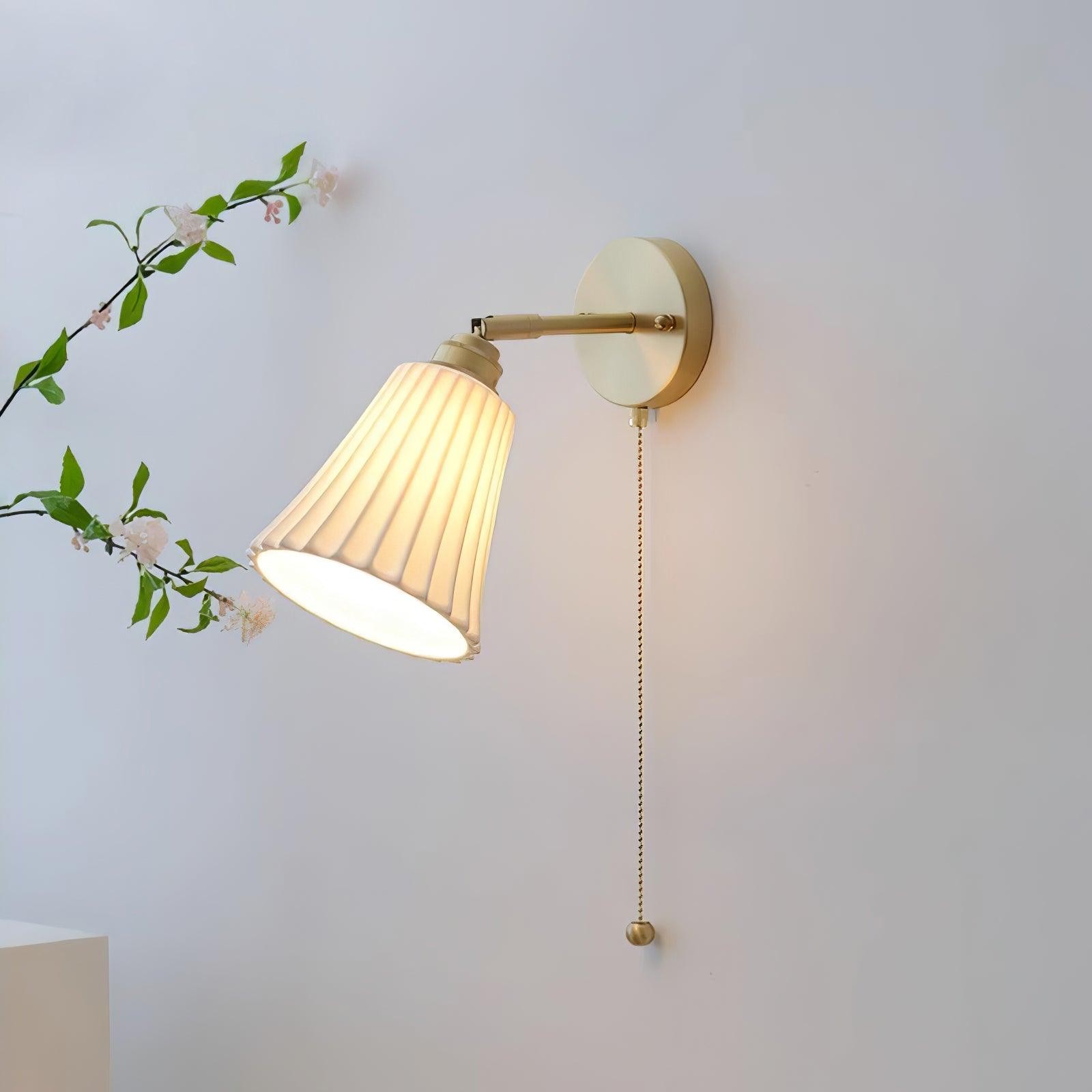 Modern Pull Cord Metal Ceramics Indoor Wall Lamp for Bedroom K730