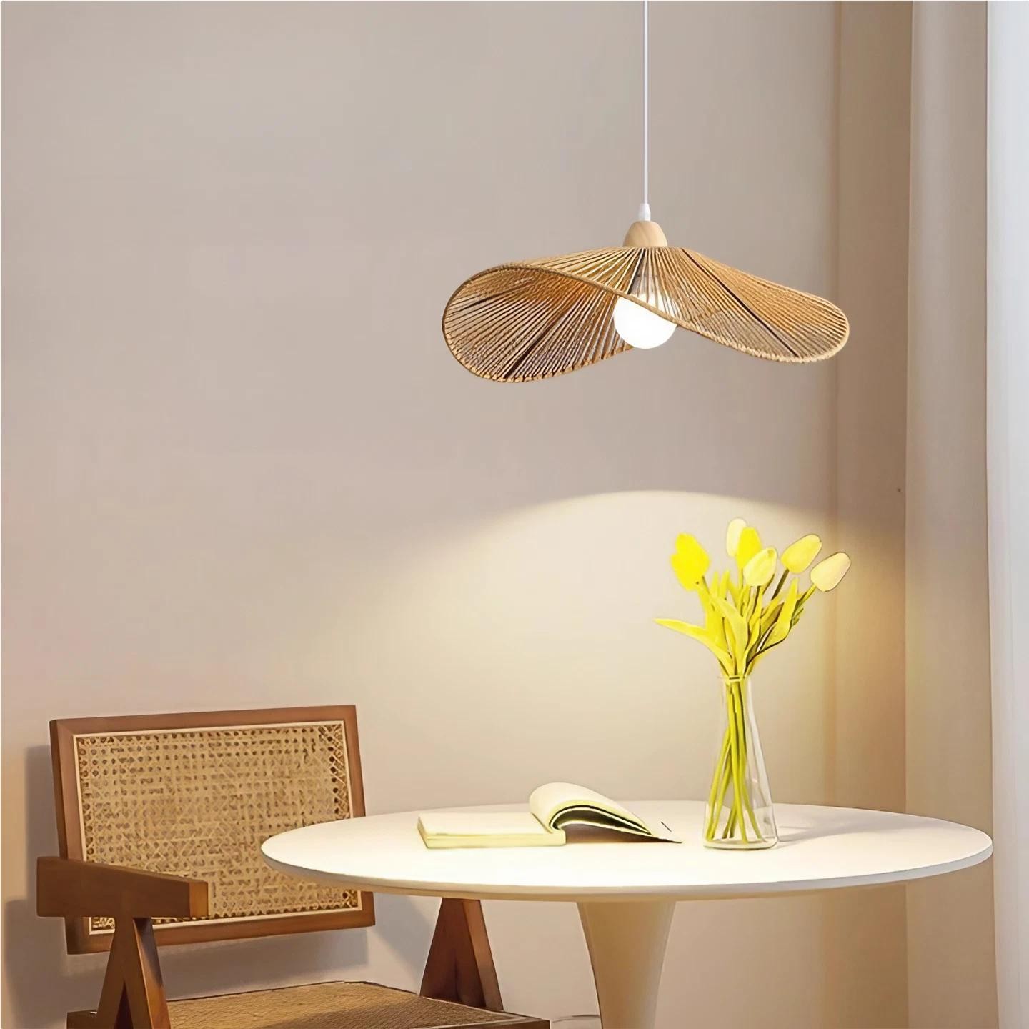 Retro Zen Straw Hat Rattan Pendant Light K69