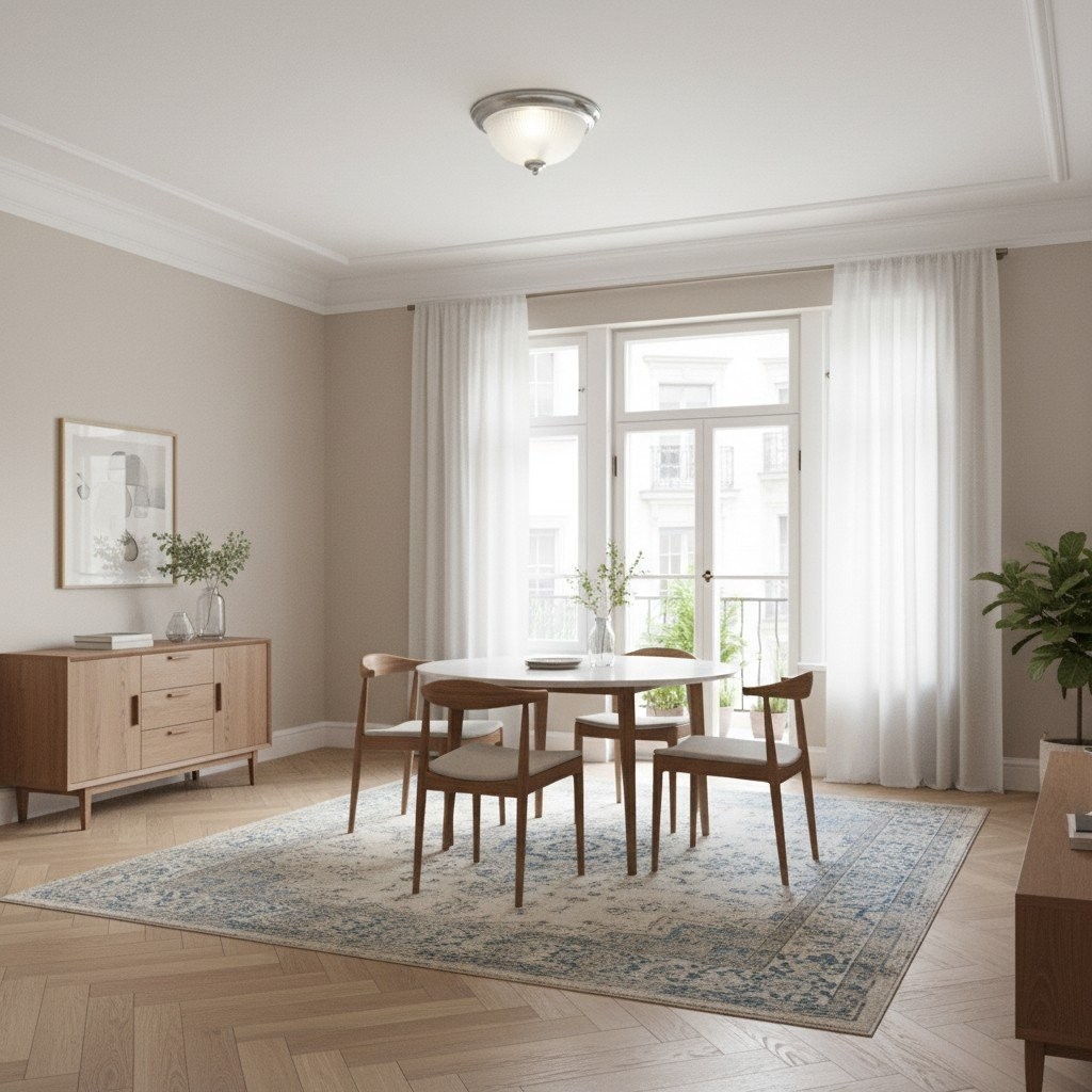 TF Vintora Modern Flush Ceiling Light - Ribbed Glass and Metal Trim for Kitchens or Hallways K2018