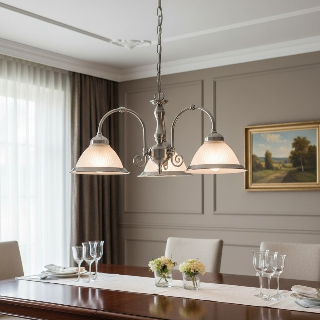 TF Vintora Ribbed Glass Pendant Light - Elegant Metal Trim for Kitchens, Dining Areas and Hallways K1994
