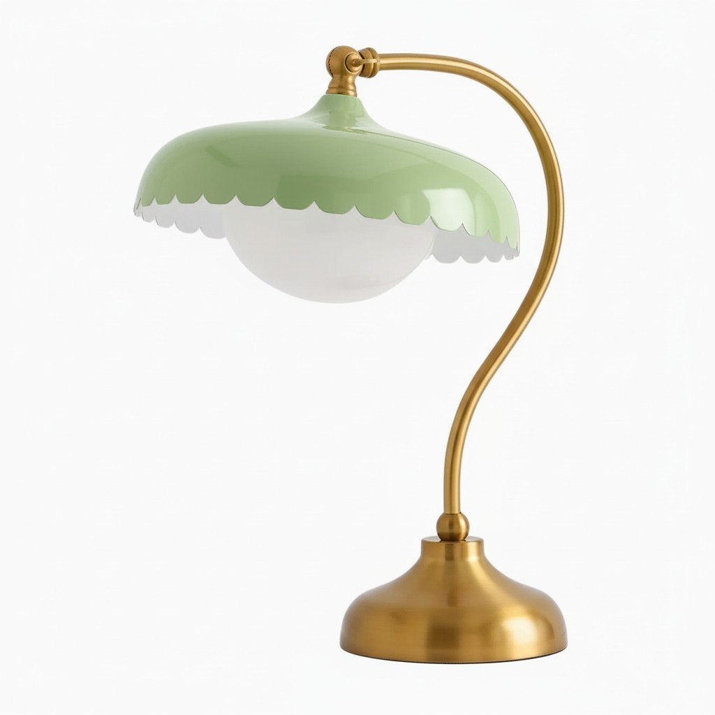 Rayla Scallop Metal Glass Task Lamp – Elegant Retro Table Lamp for Study K1425