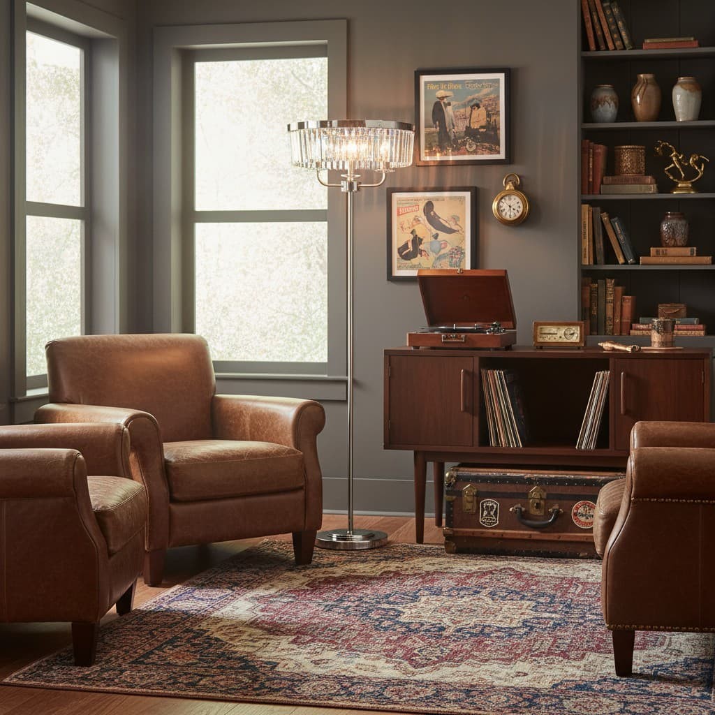 Beveline 3 Light Round Floor Lamp - Faceted Cut Glass Shades Classic Metal Finish For Living Rooms K1844