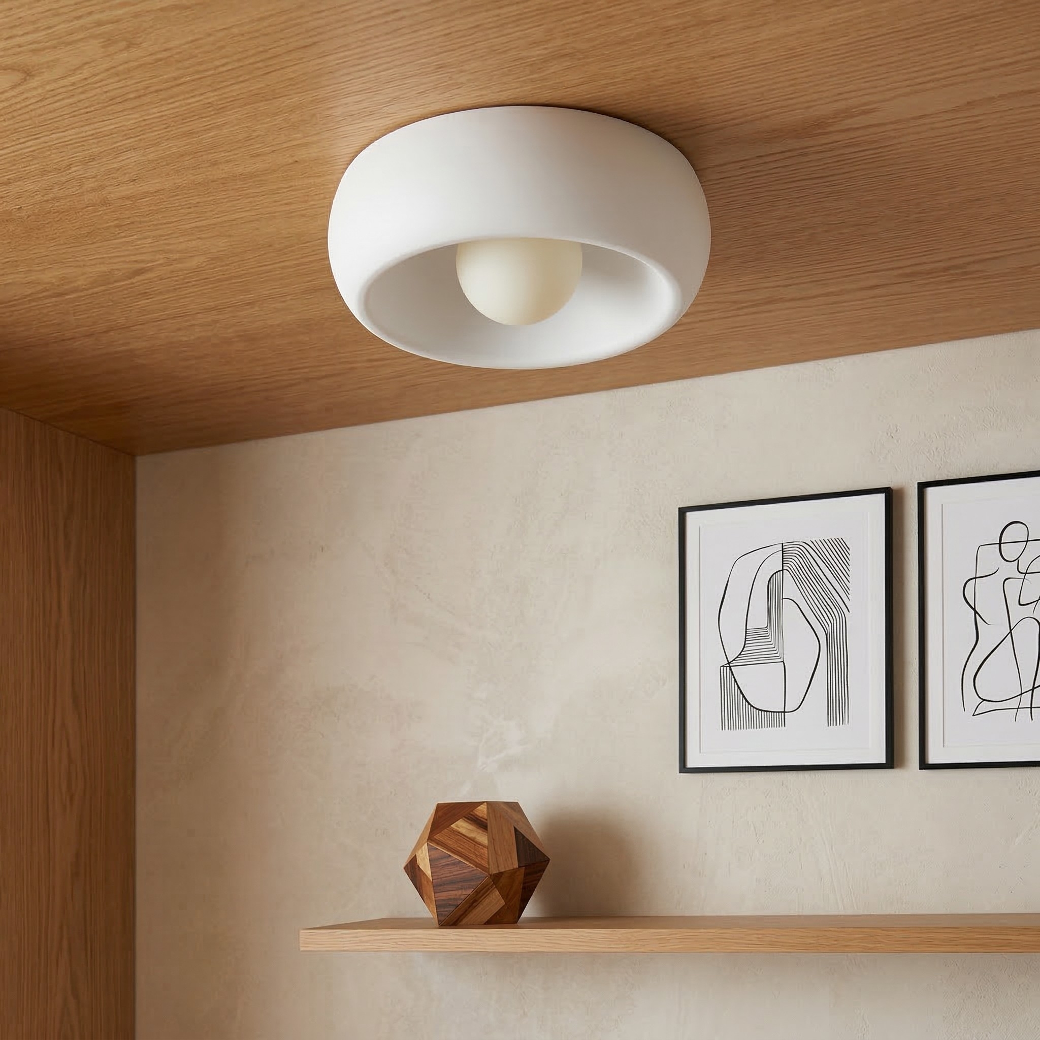 Aurelox Round Flush Mount Ceiling Light Clean Geometric Fixture - Contemporary Indoor Lighting K2312