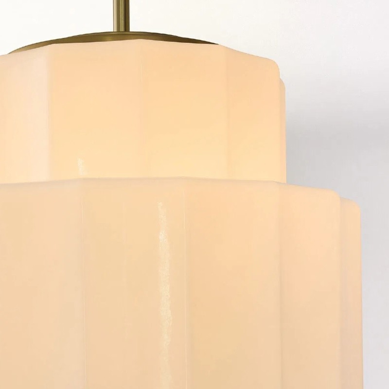 Vexrona Glass Shade Pendant Light - Modern Adjustable Rod Hanging Lamp for Living Room K1708