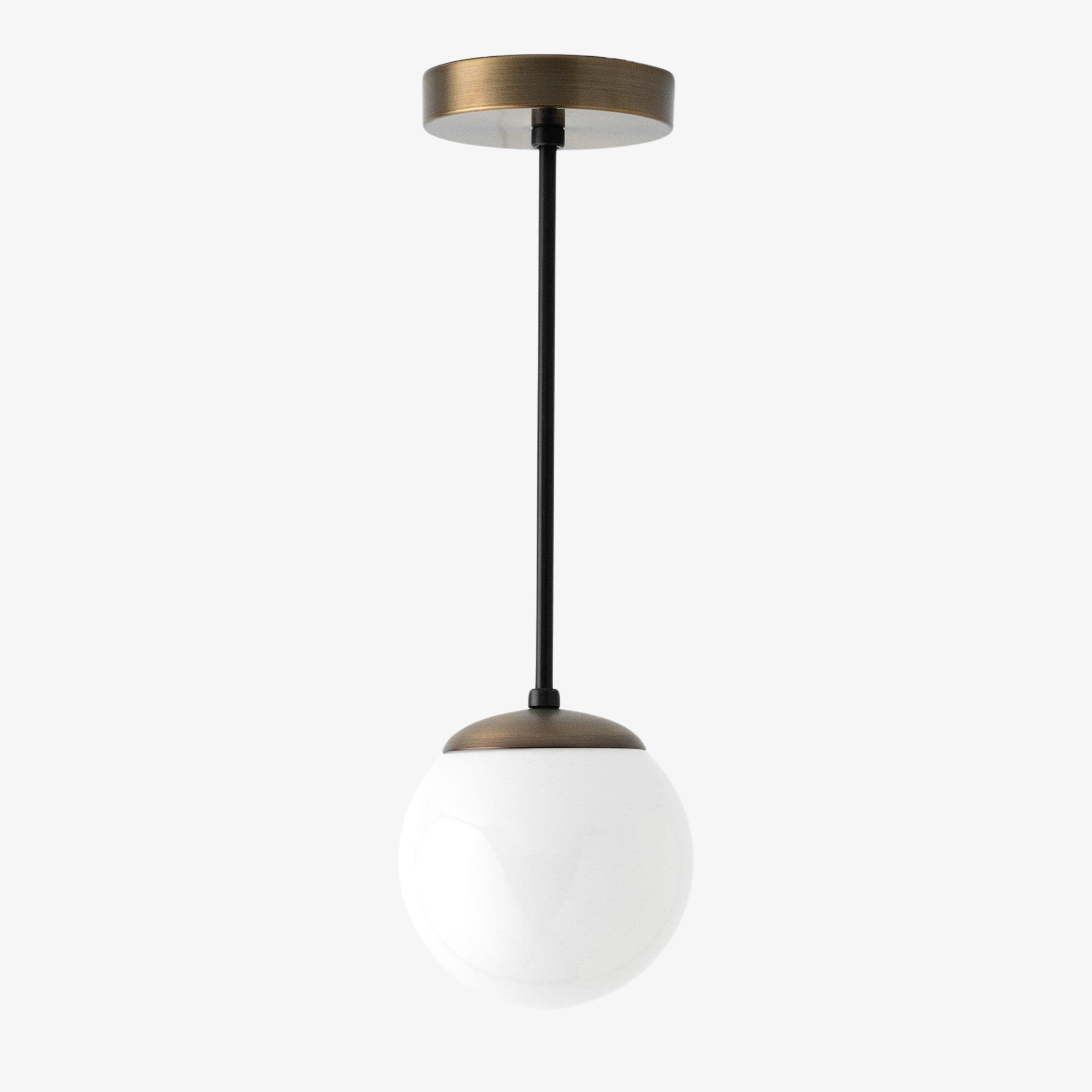 Glorica Glass White Globe Pendant Light - Mid Century Modern Glass Hanging Fixture K1450