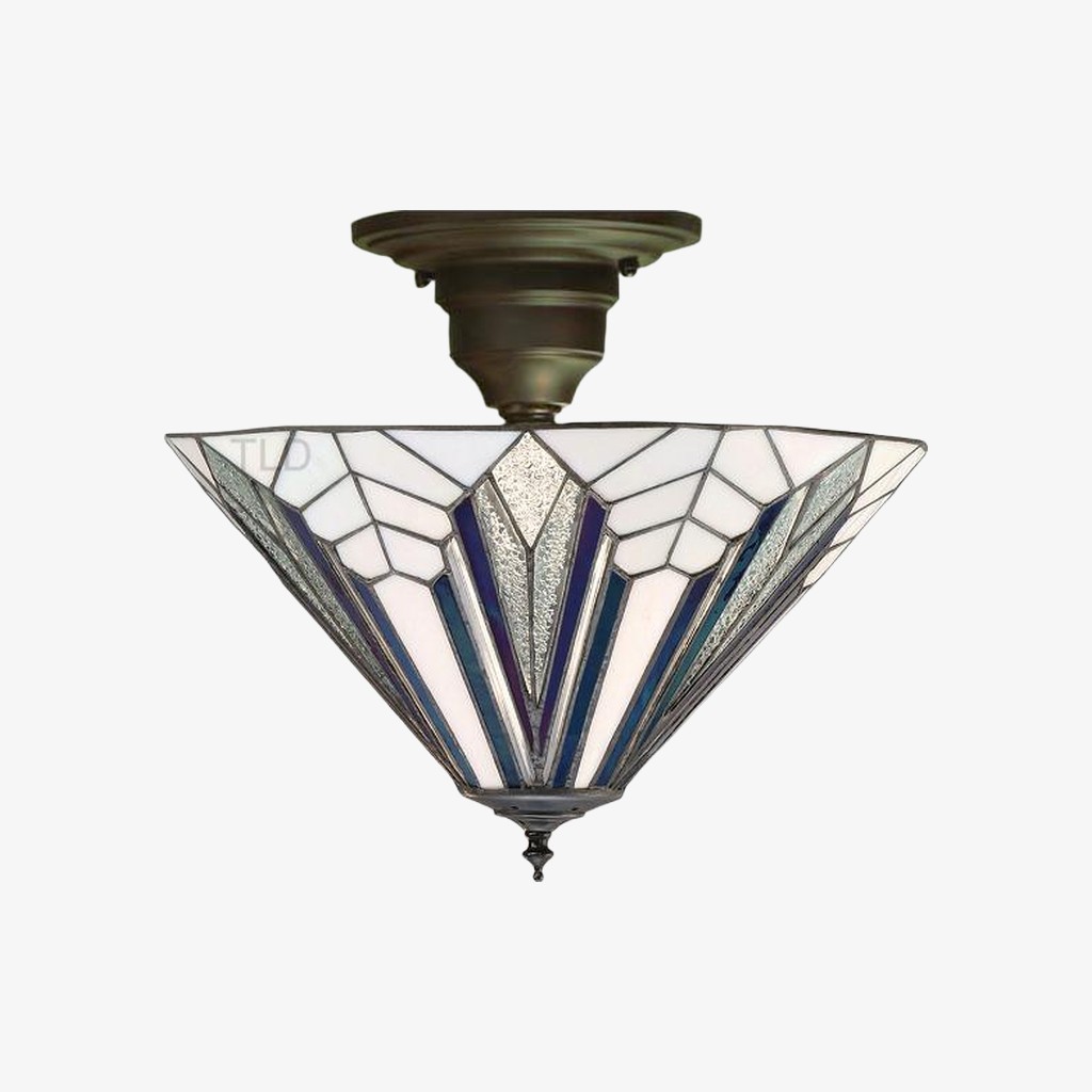 TF Astoria Decorative Stained Glass Semi Flush Light - Art Deco Ceiling Fixture K2003