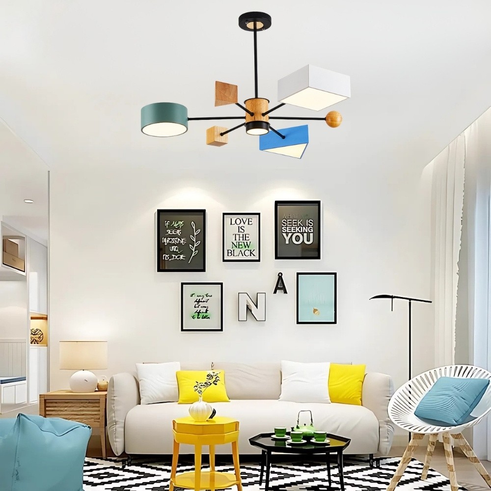 Colorful Wood Blocks 4 Lights Chandelier K937