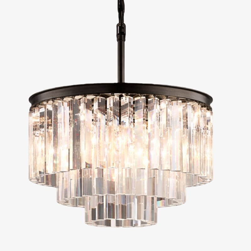 Aurevon Crystal Prism Metal Frame Modern Ceiling Chandelier for Home and Hotel K2071