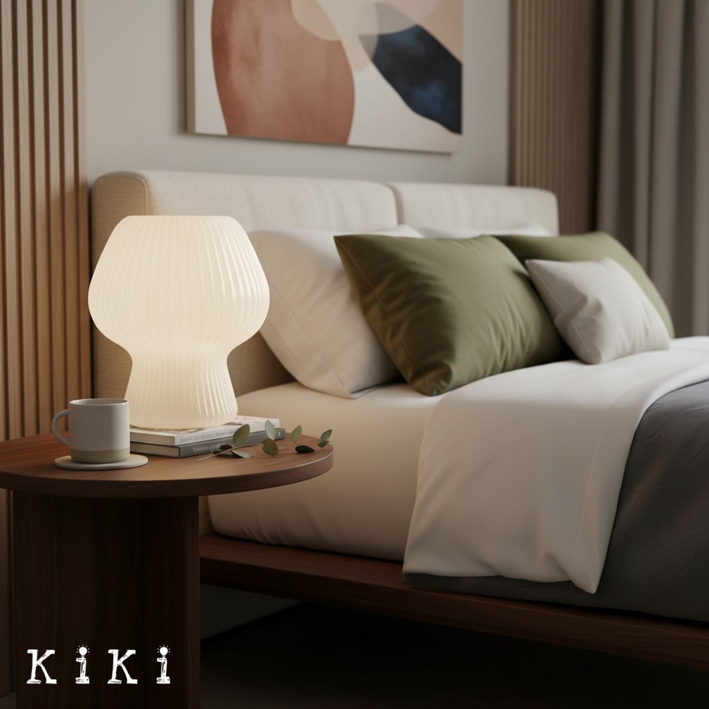 Nera Ribbed Glass Lantern Table Lamp - Retro Design for Bedroom and Living Spaces K2203