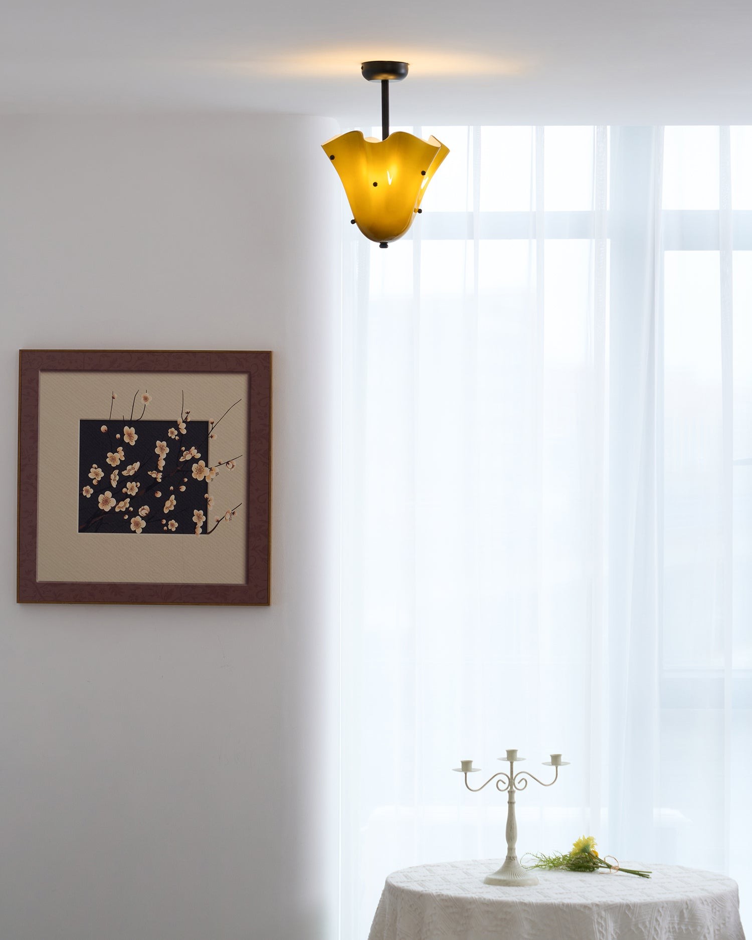 Bellina Glass Flush Mount – Artistic Fazzo Ceiling Lamp for Bedroom or Hallway K1133