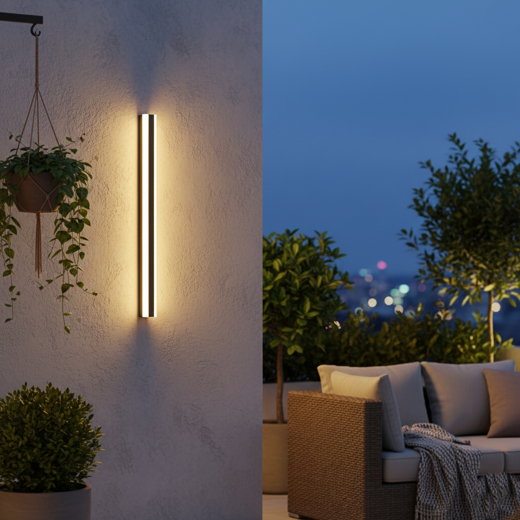 Edge Smooth Minimalist Linear Metal Outdoor Wall Lamp D965